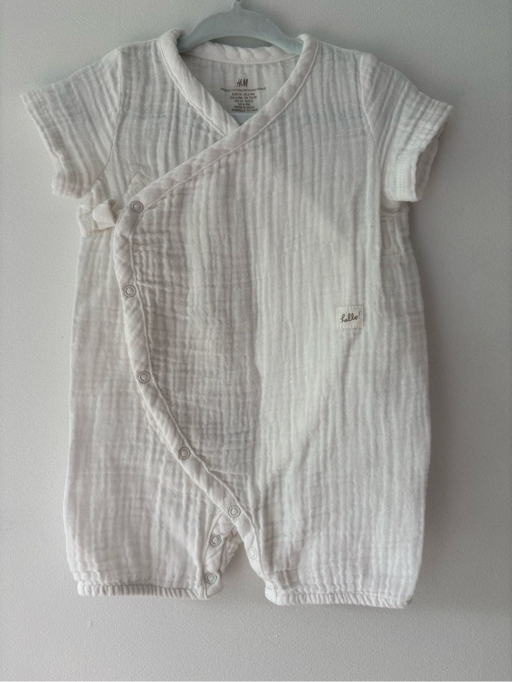 H&M Soft White Baby Romper - Organic Cotton